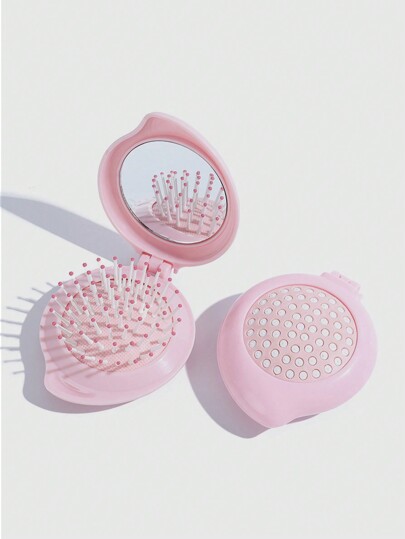 1pc Cute Mini Comb-Mirror Foldable Airbag Massage Comb (Random Color) Portable