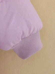 Tween Girls Fuzzy Trim Hooded Padded Coat Without Sweater - Purple - View 3