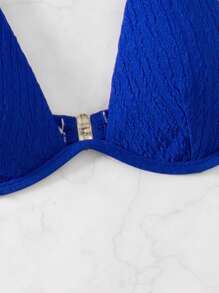 SHEIN Swim Women's Summer Beach Solid Color Spaghetti Strap Bikini Top - Royal Blue - View 4