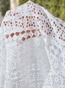 EMERY ROSE جاكيت نسائية طويلة الأكمام بحجم كبير زهرية مذابة في الماء وأنيقة، خريفية - أبيض - مشاهدة 6