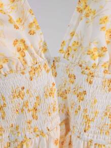 SHEIN Unity Sukienka wiązana na szyi bez pleców i z opaską na głowę w kwiaty - Wielokolorowe - Zobacz 5