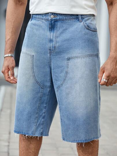 Manfinity Homme Pantaloni corti in denim Taglie forti da uomo, moda urbana