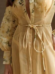 Anewsta 法式風格花卉印花女式長款假日連衣裙 - 彩色 - 查看 3