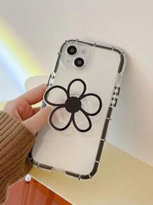 ROMWE Goth 创意花朵背贴推拉式手机支架伸缩360°旋转花朵懒人支架通用 - 黑色 - 查看 2