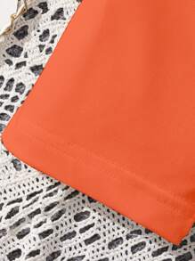 SHEIN Tween Girls' Knitted Printed Dress - Orange - View 3