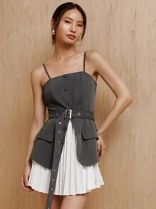 MONSE Mathilde Lhomme Designer-Sommerkleid mit Plissee, für den Urlaub, Party, Urlaub, Silvester-Outfit, Festival