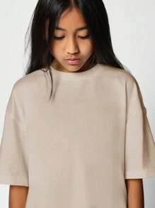 SUMWON Tween Girl Regular Fit Essential Elbow Sleeve Tee Vacation - Coffee Brown - View 3