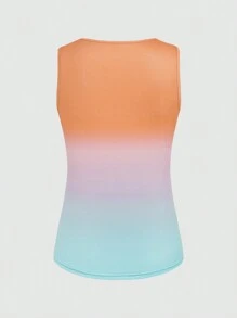 SHEIN LUNE Blusa sin mangas hueca con estampado degradado con letras del alfabeto para mujer en verano