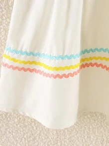 Vestido de bebé niña con bordado floral y ribete de volantes - Albaricoque - Ver 3