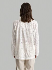 Ontre Áo khoác vest nữ tay dài phối ren, trang phục thường ngày mùa thu, trang phục - trắng - Xem 2