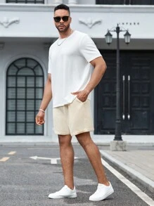 Manfinity Homme Men Plus Drawstring Waist Shorts - Apricot - View 6
