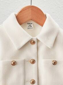 SHEIN Baby Girl Solid Color Lapel Jacket, Mommy And Me Matching Outfits (Sold Separately), Casual For Fall Winter