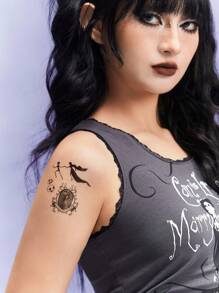 Corpse Bride | ROMWE 2 张僵尸新娘纹身贴纸 噩梦水转印纹身贴纸 适合身体艺术 - 彩色 - 查看 4