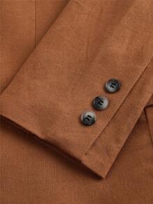 Manfinity VCAY Conjunto de 2 piezas de traje de negocios tejido de manga larga para hombre, chaleco largo y pantalones ajustados, adecuado para primavera y otoño