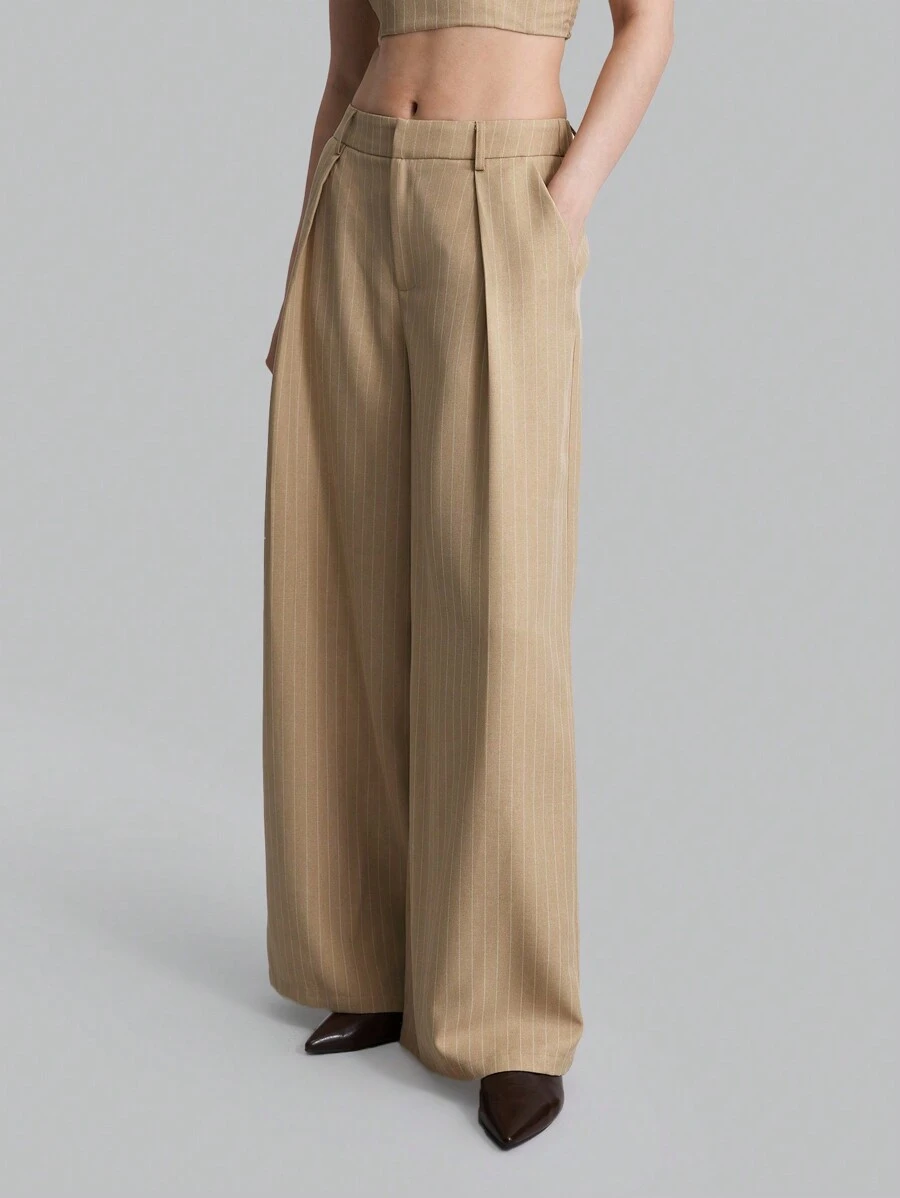 Ontre Women Khaki Wide Leg Pants, Fall Casual, Back To School - Grey - View 1