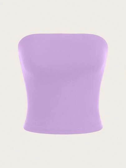 SHEIN EZwear 女士無肩帶修身休閒胸衣，適用於夏季