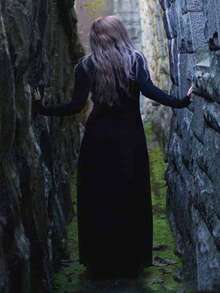 Plus Size Gothic Style Black Long Sleeve Dress - Black - View 2
