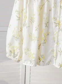 SHEIN 少女花卉印花长袖衬衫和蝴蝶结前开襟喇叭裤 - 彩色 - 查看 3