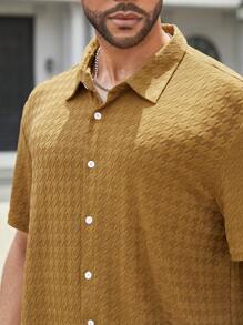 Manfinity Homme Men Allover Print Shirt & Shorts For Summer - Brown - View 4