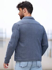 Manfinity Homme Chaqueta de mezclilla casual con bolsillo de solapa para hombre para uso diario