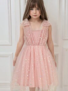 Cô Gái Trẻ Kim sa Vai cung Đầm Party - Màu Hồng baby - Xem 2