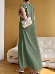 Heiryn Áo dài lưng lỗ khóa chắc chắn cho mùa hè - Màu xanh Ô liu - Xem 5