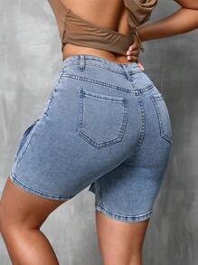 SHEIN SXY Flap Pocket Denim Shorts