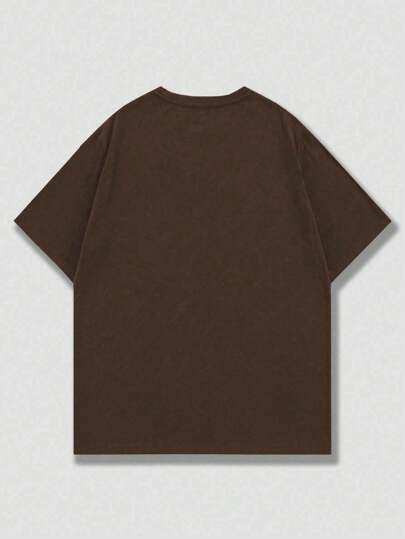 Grunge Punk Men's Casual Short Sleeve T-Shirt With Silhouette Print, Suitable For Daily Wear In Spring/Summer, School