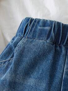 SHEIN Traje de niña joven con elemento de mariposa nuevo, pantalones con abertura y vuelo de encaje + camiseta con mariposa y flecos