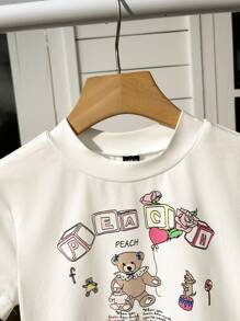 SHEIN Unity Cute Lace-Up Y2K Girl Sweetheart Tee - White - View 5