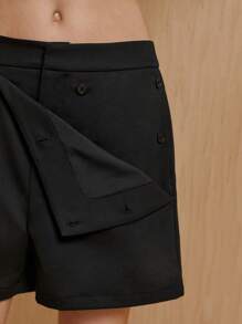 MONSE Oxana Designer Summer Daily Solid Fold Detail Skort, For Summer, Holiday, Vacation, Festival