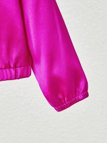 SHEIN Casual Fashionable Mommy And Me Matching Outfits - Satin Solid Color Long Sleeve Lapel Jacket For Baby Girls And Mothers (2 Pieces Sold Separately)