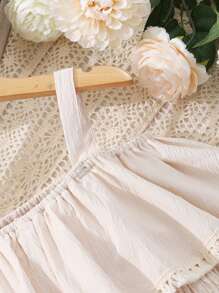 SHEIN Tween Girl Cold Shoulder Ruffle Hem Cami Dress - Apricot - View 8