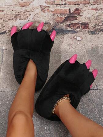 Höst/vinter söta dinosaurieklotofflor, halkfria varma hustofflor för kvinnor, en storlek passar alla, röd, halloween, roliga tofflor