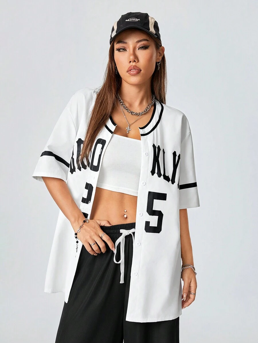 Coolane Áo thun thể thao dạo phố, áo sơ mi ngắn tay in họa tiết Colorblock cho nữ - trắng - Xem 1