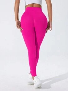 Core Rhythm Leggings deportivos sin costuras de alta elasticidad para mujer - Rosa Fucsia - Ver 3