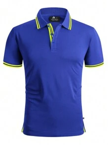 Camisa polo de tenis de manga corta para hombre, transpirable, camiseta deportiva de golf, camisa polo casual de tenis - Azul Marino - Ver 1