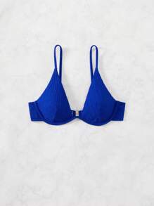 SHEIN Swim Women's Summer Beach Solid Color Spaghetti Strap Bikini Top - Royal Blue - View 5