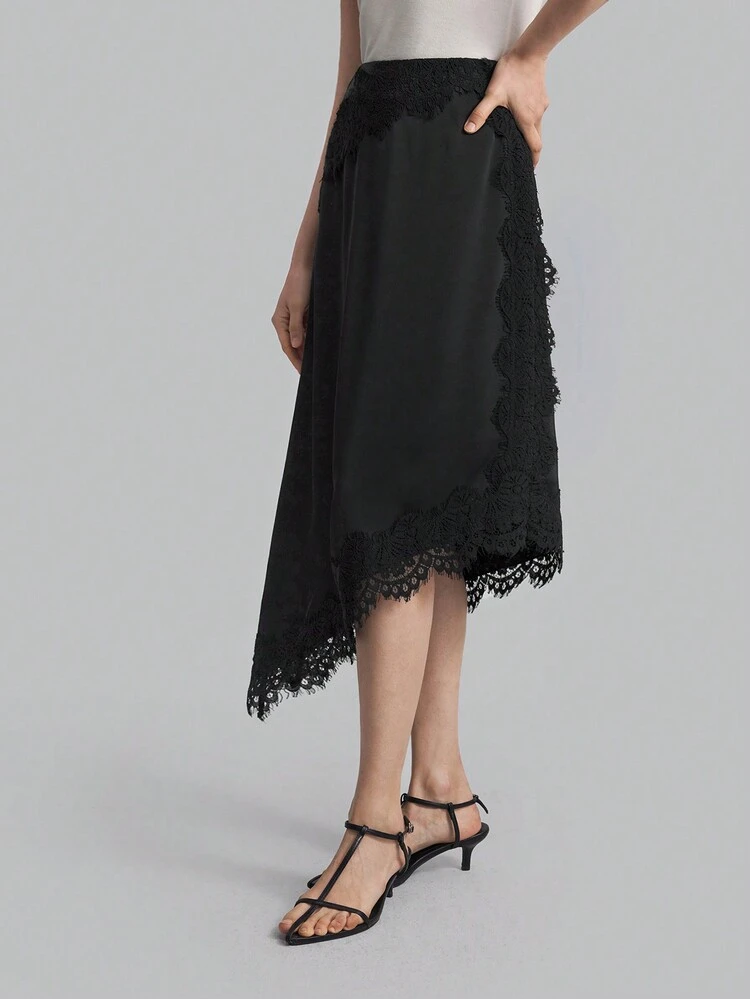 Women Black A-Line Skirt, Autumn Outfits, Back-To-School Wear, Casual Skirt