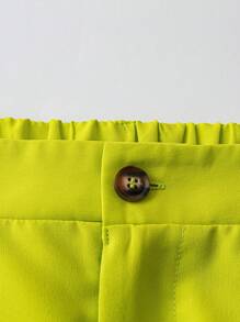 DreamSkyne 纯色褶饰西装裤 - 綠色 - 查看 5