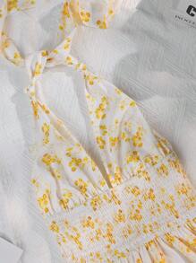 SHEIN Unity Sukienka wiązana na szyi bez pleców i z opaską na głowę w kwiaty - Wielokolorowe - Zobacz 7