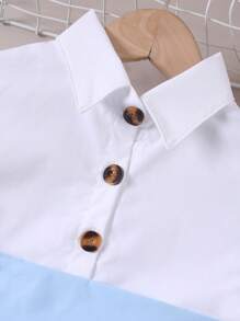 Vestido de camisa de cinto com botões de duas cores para meninas adolescentes para o verão