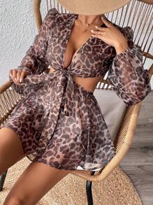 SHEIN VCAY Women's Leopard Print Jumpsuit For Vacation - Multicolor - View 6