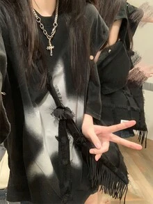 Detachable Design American High Street Style Unisex All-Match Short Sleeve T-Shirt