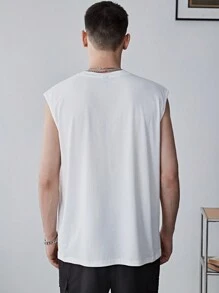 Manfinity Hypemode Men's Summer Solid Color Round Neck Casual Tank Top - White - View 2