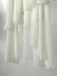 SHEIN Privé Falda plisada de gasa con volantes y capas, de corte favorecedora para tallas grandes, elegante y romántica para resort, perfecta para una cita o para volver al colegio - Blanco - Ver 10