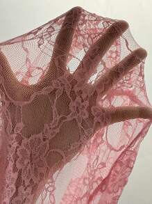 Allurite Vestido formal de verano con cuello halter y encaje de contraste