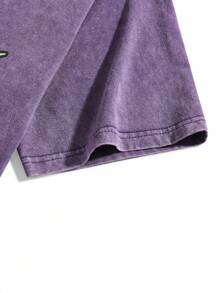 Manfinity EMRG Loose Fit Men's Slogan & Angel Printed Drop Shoulder T-Shirt - Purple - View 4