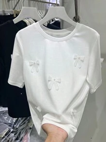 SHEIN Unity 修身款女式休閒短袖T恤，女裝 - 白色 - 查看 5