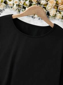 Franclia Solid Tee & Ditsy Floral Ruffle Hem Skirt For Summer - Multicolor - View 3